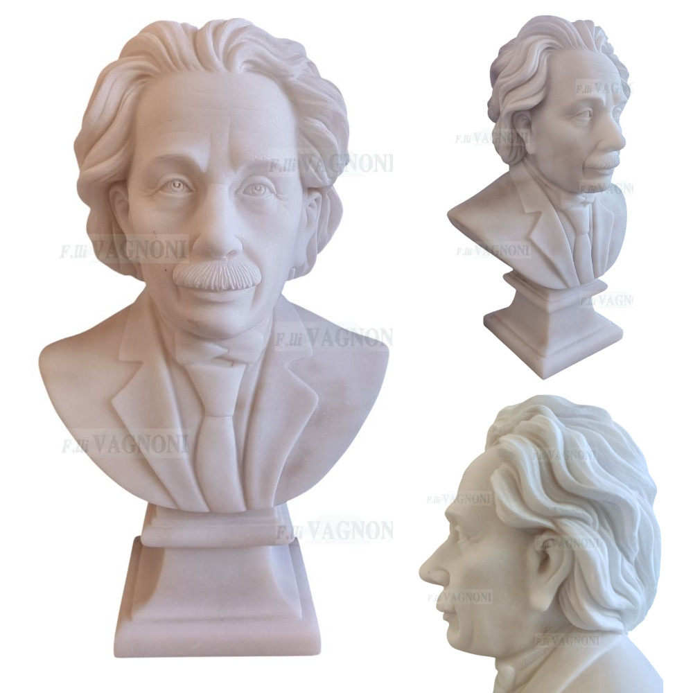 BUSTO IN MARMO BIANCO ALBERT EINSTEIN Cm. 60-1 BUSTO IN MARMO BIANCO ALBERT EINSTEIN Cm. 60-1